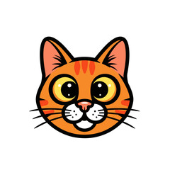 Obraz premium Cute cartoon orange cat face vector illustration