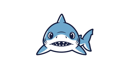Fototapeta premium Cute baby shark cartoon illustration on a white background.