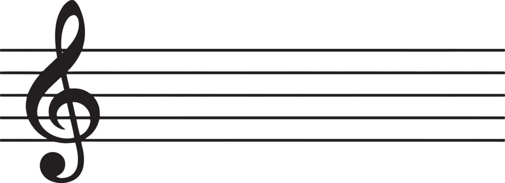 Treble clef musical staff flat vector icon