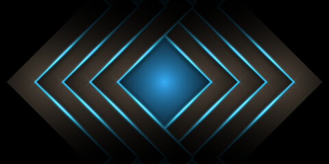 Blue Neon Geometric Arrow Tech Background