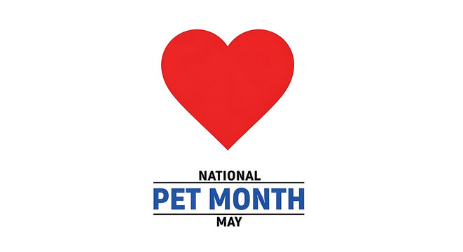 national pet month with a vibrant red heart on a white background symbolizing pet love and animal welfare ideal for promotions.