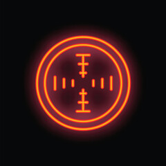 Fototapeta premium Neon crosshair glowing on a black background, perfect for concepts such as video games, aiming, and accuracy