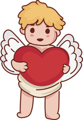 Cupid holding heart cute valentines love character sticker