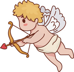 Cupid angel flying with bow and arrow cute valentines sticker