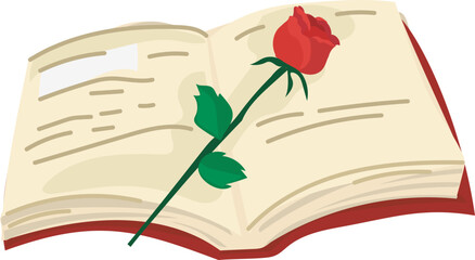 Open book with rose cute valentines love story sticker