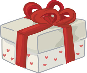 Gift box with red ribbon cute valentines present sticker