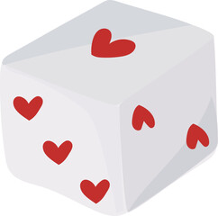 White dice with hearts cute valentines game icon sticker