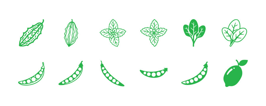 Bitter gourd, Mint, Spinach, Pea, Papaya, Lemon, icon