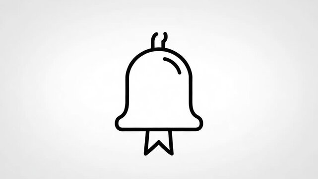 A simple, black line art of a bell shape on a white gradient background, with the clapper detail