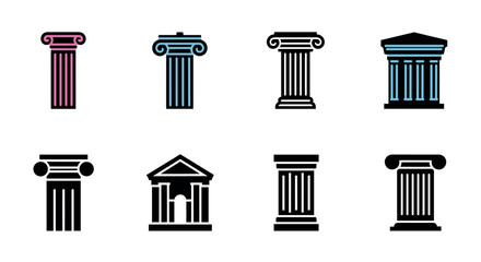 Fototapeta premium Collection of architectural columns and temples in minimalist style