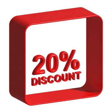20 percentage discount offer 3d box and text sign