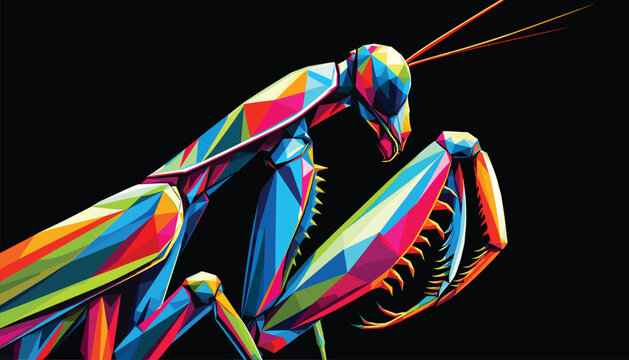 Abstract Geometric Mantis Vector Design