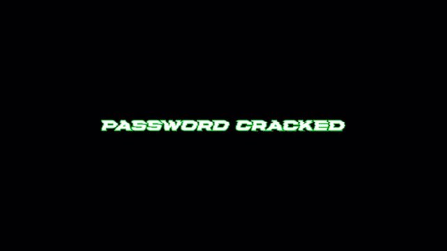 Futuristic Green Glitch Password Cracked Text Transparent Animation