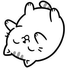 Sleeping Round Cat Line Icon Vector Illustration