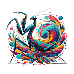 Obraz premium Kung Fu Mantis Battle Scene Vector Design