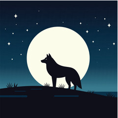 Minimalist Wolf Silhouette Vector Design