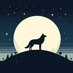 Minimalist Wolf Silhouette Vector Design