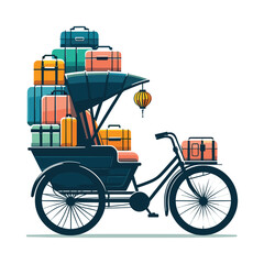  Rickshaw With Luggage Or Travel Bags Vector Design