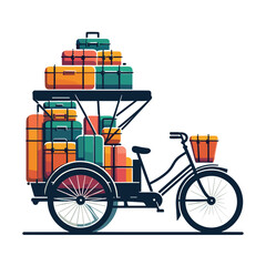  Rickshaw With Luggage Or Travel Bags Vector Design