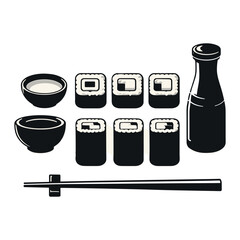 Sushi And Soy Sauce Bowl Vector Design