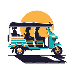 Tuk Tuk Carrying Passengers Vector Design