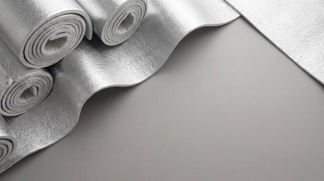 Overhead View of Silver Thermal Insulation Material with Copy Space