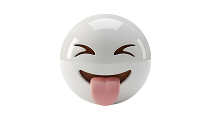 Playful winking face with tongue out on transparent background