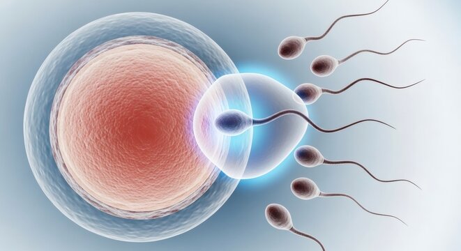 Artificial Insemination Process with Sperm Cells Approaching the Egg Cell in a Laboratory Environment
