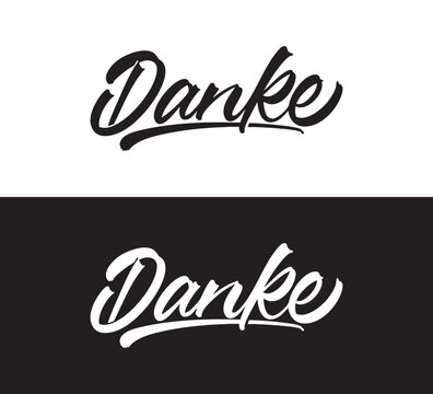 Vector Danke Handwritten Brush Script Lettering Typography