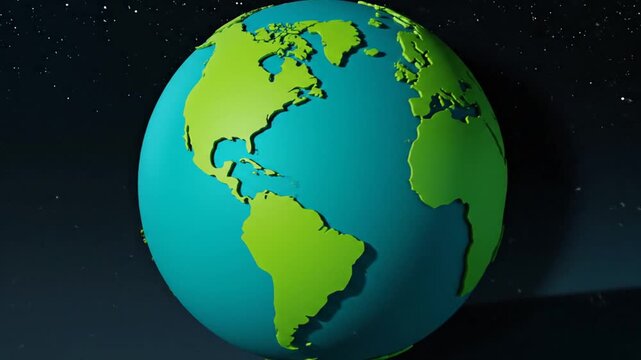 3D rendered Earth globe with continents in space background