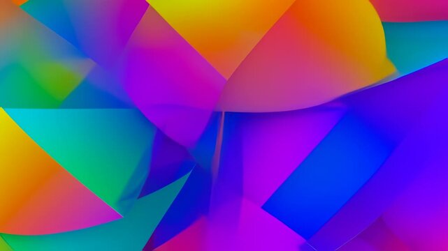 Vibrant, abstract geometric shapes in a variety of bright, colorful, gradient triangles