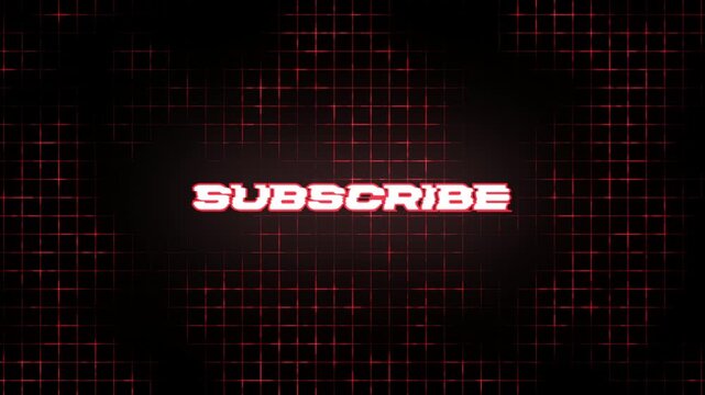 Animated Subscribe Text with Red Digital Grid Background