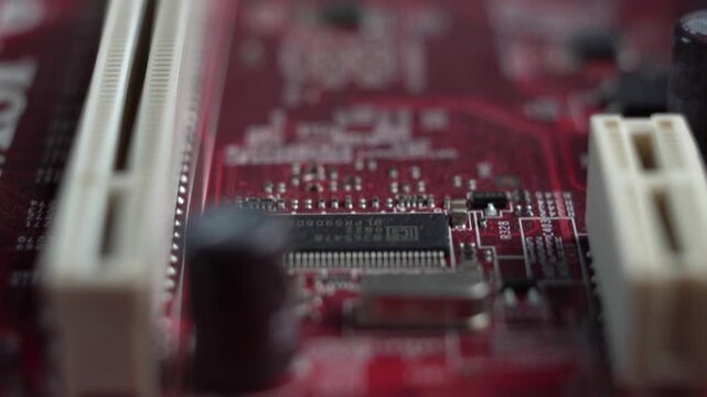 Computer Motherboard Parts, Macro Close Up