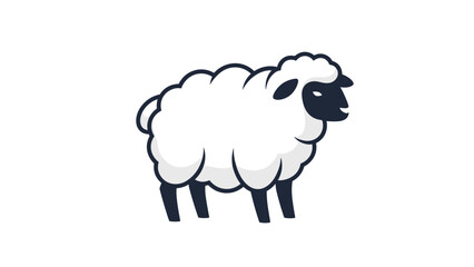 Obraz premium Cartoon Sheep Standing Alone.