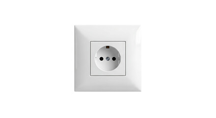The image shows a sleek, white electrical outlet with a transparent background.