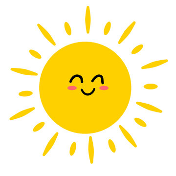 Icon clip art of a sun with smile face. vector illustraion of smiling sun character with cartoon style.