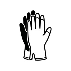 Obraz premium Pair of black and white protection gloves icon isolated on white background
