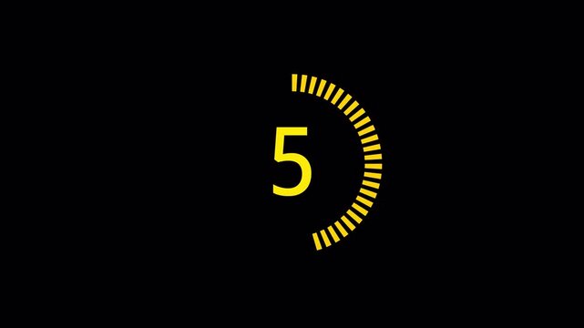 Simple countdown timer animation from 10 seconds to 0 seconds on a transparent background with alpha channel.4k video
