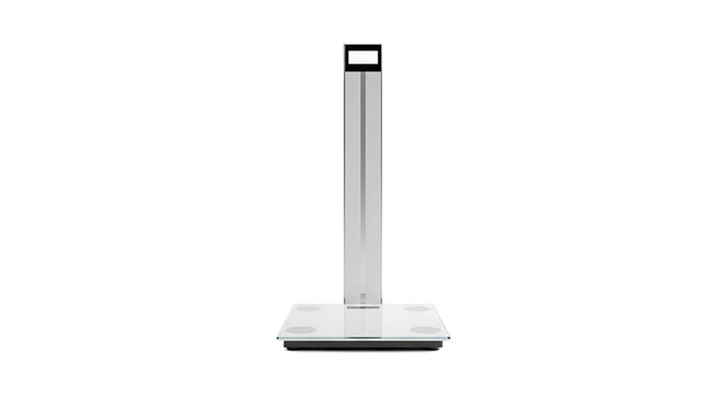 A sleek digital scale with a transparent background display