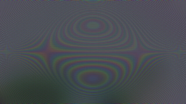 Electronic CRT scanline texture with moire effect and RGB pixels suitable for retro gaming aesthetic, vintage television display and glitch art backgrounds