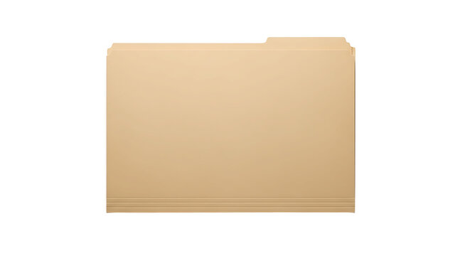 A transparent brown file folder on a clean white background.