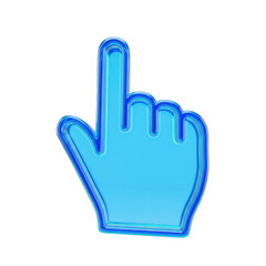 Fototapeta premium A blue computer mouse cursor pointing upwards with an index finger shape isolated on transparent background