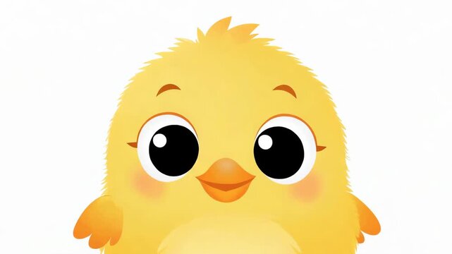 Adorable cartoon chick character animation element on white background