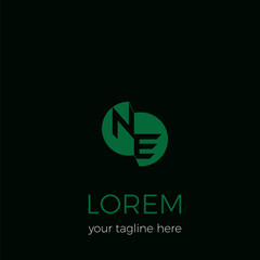 The NE initials logo consists of separate letters composed of two split circles.