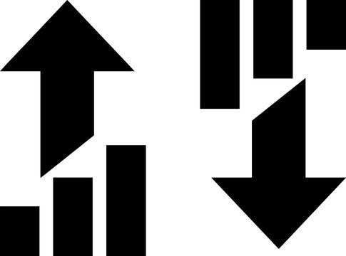 Profit and Loss Bar Chart with Arrows Vector Icon for Financial Growth