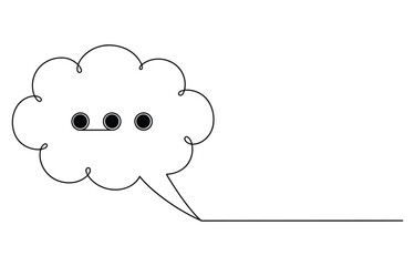 speech bubble with three dots in one line art style.