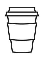 Minimalist Illustration of a Reusable Coffee Cup in Black Outline, Perfect for Eco-friendly Themes