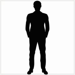 Obraz premium Standing Man Silhouette Isolated on Light Background Full Body