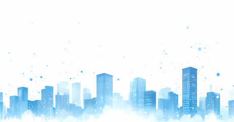 Modern City Skyline in Abstract Watercolor Style