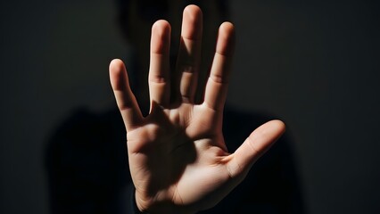 Human hand showing fingers against a dark background vector illustration